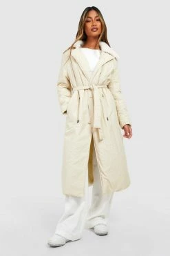 Brand new ???? Borg Collar Padded Trench ???? Coat Stone ????