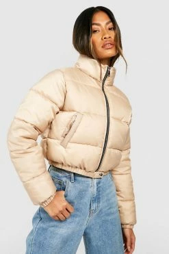 Budget ???? Funnel Neck Puffer Jacket Stone ????