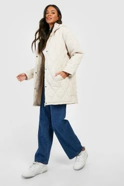 Top 10 ???? Hooded Quilt Detail Puffer Stone ⭐