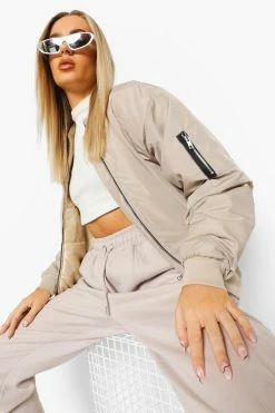 Cheapest ???? Oversized Bomber Jacket Stone ????