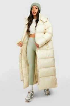 Discount ???? Petite Longline Maxi Hooded Puffer Stone ????