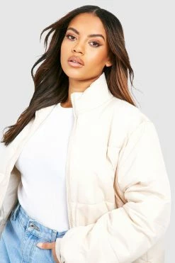 New ???? Plus Sporty Embroidered Puffer ???? Coat Stone ✨