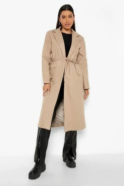 Cheap ???? Skinny Belt Wool Look ???? Coat Stone ????