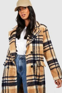Discount ✔️ Stone Check Wool Look ???? Coat Stone ⌛
