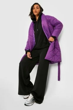 Best deal ???? Diamond Quilted Belted Duvet Puffer Jacket Violet ❤️