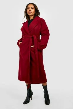 Best reviews of ✨ Plus Wrap Belted Wool Look ???? Coat Wine ????